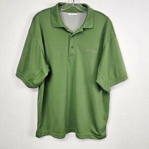 Columbia PFG Mens Green Knit Polo Sz Medium Activewear Fishing Gorpcore